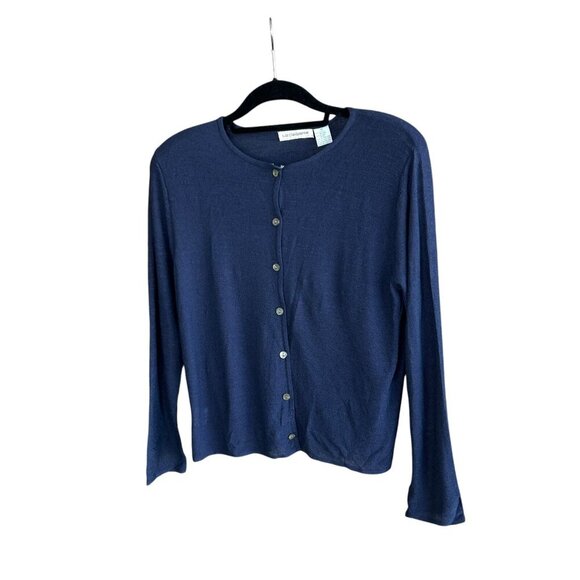 Liz Claiborne Vintage Navy Blue Lightweight Cardigan Sweater Size Medium - Picture 1 of 7